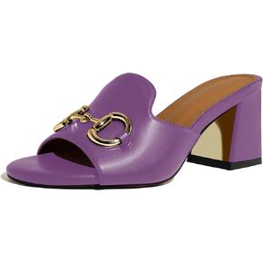 anteikira Women's Square Open Toe Buckle Sandals Slip On High Chunky Block Heel Mules Backless High Heeled Sandals for Women Fashion Summer Heels