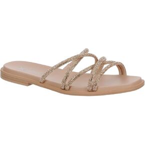 XAPPEAL Kalani - Women's Strappy Slip-On Rhinestone Flat Slide Sandals