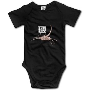 Wanna A Free Hug from Me? Baby Bodysuit Funny Facehugger Aliens Short Sleeve Onesie D-Black, 3 Months