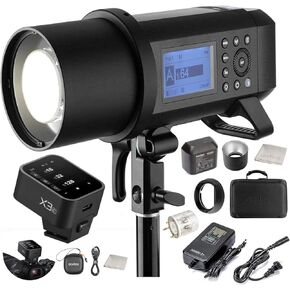 Godox AD400 Pro AD400Pro Outdoor Flash Strobe Light with Godox X3-C TTL Touchscreen Wireless Flash Trigger for Canon Camera,400W TTL Portable Flash Monolight 1/8000 HSS Speedlite,30W LED Modeling Lamp