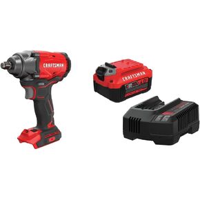 Craftsman V20 Impact Wrench, Cordless, Brushless, 1/2-Inch, Tool-Only w/ V20 Battery, Power Tool Kit, Charger Included, 4.0-Ah (CMCF920B & CMCB204-CK)