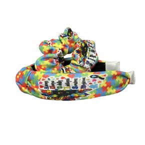 Autism Awareness Headband and Hair Scrunchies Set, Colorful Puzzle Pattern