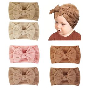 Baby Headbands, Bows for Baby Girls, Soft Nylon Hairbands with Bows, Baby Girl Hair Accessories for Newborn Baby Girls Infant Toddlers Kids, Pack of 6
