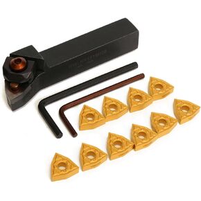 Maizoon CNC Internal Lathe Threading Boring Bar Holder WWLNR1616H08/WWLNR1616K08 16X100mm CNC Turning Tool+Wrench+WNMG080 4 Blades Stainless Steel High Grip Impact DZ15