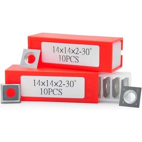 20pcs 14mm Square Straight Carbide Inserts for Woodworking, Repalcement Cutter for DIY Wood Lathe Turning Tools