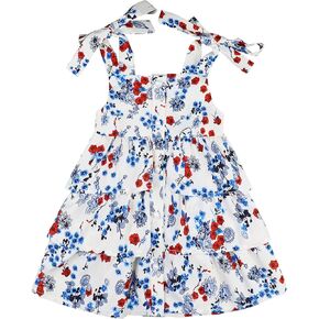 AGQT 1-5T Toddler Girls Summer Dress Sling Floral Print Ruffle Dress Size 12M-5T