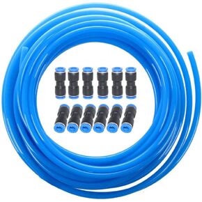 Beduan 1Pcs Pneumatic Tubing Pipe 5/32" OD Blue with 12 Pcs 5/32" Tube OD Push to Connect Fitting