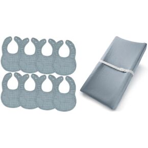 Comfy Cubs Muslin Baby Bibs and Muslin Fitted Changing Pad Cover Bundled