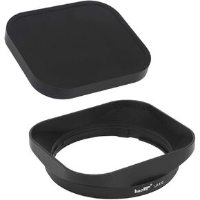 Haoge XF18-55 Bayonet Square Metal Lens Hood and Cap-HG-13B Square Metal Cover Cap Fujifilm Fuji Fujinon XF18-55mm/F2.8-4.0 R LM OIS Lens on Fuji XT5 SX-20 Camera