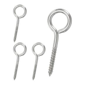 PATIKIL Screw Eyes 5/16 x 4.5 Inch / M8x115mm, 4 Pcs 304 Stainless Steel Eye Screw Hooks Self Tapping Eye Bolt for Wood Securing Cables Wire, Indoor & Outdoor Use, Silver