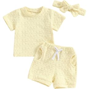 Karwuiio Toddler Baby Girls Clothes Outfits Floral Print Short Sleeve T Shirt Shorts Set Baby Girls Summer Clothing