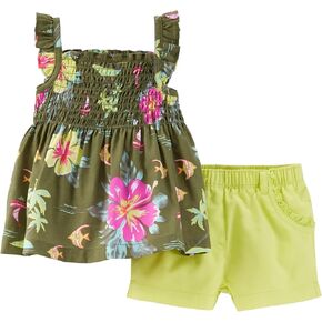 Carter's Baby Girls' 2 Piece Short Set (Baby) Olive