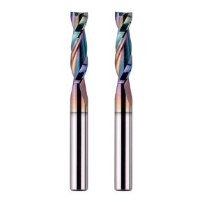 SpeTool 2-Piece 1/4 Upcut Spiral Router Bit with Long Life Coated , 1/4 Inch Cutting Diameter 1 Inch Cutting Length , Solid Carbide Router Bits Set for CNC Wood Mill