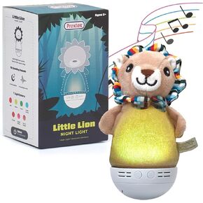 Prextex Little Lion Shape Shape Light Light Light - 7 ألوان ، 10 أصوات هادئة ، 6 تهويه ، توقيت ، أغطية قابلة للغسل ، مصباح ليلي محمول للأطفال - مصباح الأسد للأعمار 2 وما فوق - 3.9 × 6 × 3 بوصات