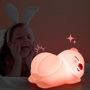 GWALSNTH LED Lying Pig Tapping Lamp, 3 Level Dimmable Nursery Nightlight,Silicone Night Light,Rechargeable Bedside Touch Lamp for Bedroom Breastfeeding