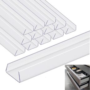 12 Pieces 16.5" Plastic Edge Guard Protectors 3/4" Thick Cabinet Door Protector Slip-On Transparent Cabinet Edge Guard to Prevent Wear, Chipping, Discoloration, Bumpers