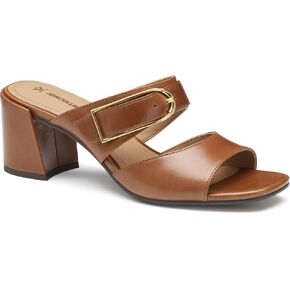 Johnston & Murphy Women’s Everly Buckle Slide Sandals, 2.5" Slip On Heels for Women, Women’s Heeled Sandals