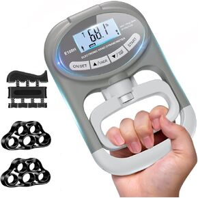 Grip Strength Tester Trainer - Grip Strength Trainer Hand Dynamometer Adjustable and Digital Screen 265 Lbs / 120 Kgs with Finger Strengthener Hand Gripper for Sports Home School Gym Use