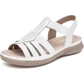 SelenePair Women's Flat Sandals Elastic Straps Rhinestone Arch Support Lightweight Slides Comfortable Casual Walking Shoes in Kuwait