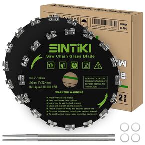 9" Chainsaw Brush Cutter Blades and File Set, 20 Tooth Circular Trimmer Saw Blade for weedeater, Trimming Trees, Cutting String, Underbrush, Trimmer - 2 Pack Circular Brush Blade with 7/32" File