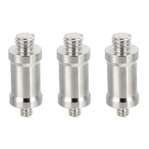 PATIKIL Camera Spigot Screws Converter 3/8" to 1/4" Male to Male, 3 Pack Tripod Screw Adapter Spigot Stud for Light Stand Hot Shoe Cold Shoe Adapter Ball Head Flash, Black