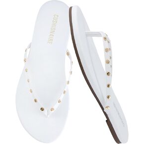 CUSHIONAIRE Confetti Women’s Studded Flip Flop Sandal – Slip-On Thong with Memory Foam & Stylish Rivet Strap