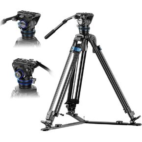 SIRUI SQ75A Video Tripod with Hydraulic Fluid Head S5, 70.1" Rapid-System Aluminum Alloy Tripod for Camera, Stepless Damping on Tilt & Pan, Dual QR Plate Mode, Max Load 8kg/17.6lb (SQ75A+S5)