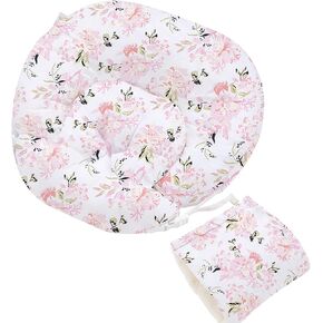 Little Grape Land Nursing Pillow, Multifunctional Breast Feeding Pillow with Arm Pillow, 3pk Baby Support Pillow with Adjustable Waist Strap and Removable Cover, Rose Floral
