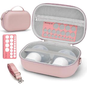 Wearable Breast Pump Bag Carrying Case for Momcozy & Willow, Use with Hands Free Wearable Breast Pumps for Security/Medela/eufy/Bluefair, Travel Pumping Bag with Nipple Ruler & Removable Tray(Holds 2)