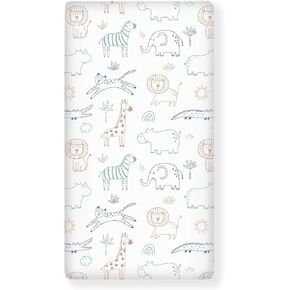 Cartoon Zebra Crocodile Fitted Crib Sheet Giraffe Elephant Baby Crib Sheet Fit Standard Crib and Toddler Mattress,Crib Mattress Sheets for Boys Girls 28"x52"