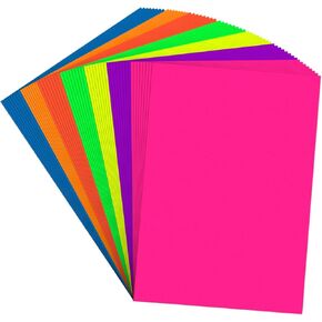 Poster Board 11 x 14 Inches,56 Sheets Neon Paper 7 Color Fluorescent Paper Bright Cardstock 250 GSM/90 lb Heavyweight Projects School Science Fair Event Displays and Business Presentations