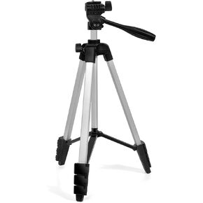 55" Professional Aluminum Tripod for Laser Level, 1.2lb Lightweight, 3D Pan Tilt with Bubble Level, Quick Release Plate, Silver
