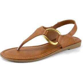 IDIFU Women's Dressy Flat Sandals Dress Thong Sandals T Strap Strappy Buckle Comfortable Sandals Summer Beach Wedding Bridal Cute Ladies Casual Fashion Trendy Flip Flops with Back Strap Flat Sandals