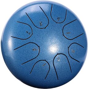 Rain Drum for Outside, Steel Tongue Drum 8 Notes 6 Inches Chakra Tank Drum, for Yoga Musical Education,with Drumsticks Drumstick Stand Tutorial Book Note Stickers Finger Cots (Dark Blue)