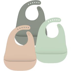 مجموعة فودفوب من 3 مرايل سيليكون طفل | مقاوم للماء ، سهل التنظيف ، خالي من BPA ، ناعم وقابل للتعديل