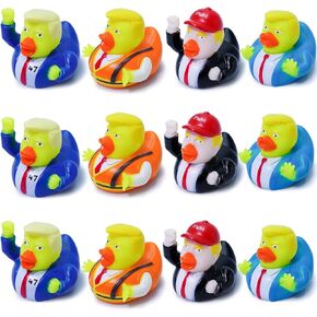 Rubber Duck Bulk Set – 12-Pack Small Funny Ducks for Jeep Ducking, Bath, Gifts & Display – 4 Unique Styles