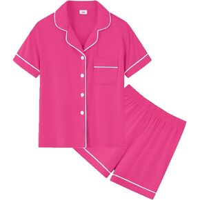 SWOMOG Unisex Girls Boys Modal Pajamas Set Button-Down PJs Short Sleeve Sleepwear Two-Piece Lounge Sets in Kuwait