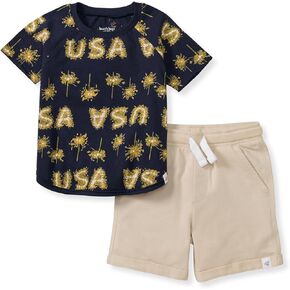 Burt's Bees Baby Baby Boys' Shirt and Pant Set, Top & Bottom Outfit Bundle, 100% Organic Cotton
