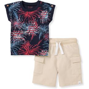 Burt's Bees Baby Baby Boys' Shirt and Pant Set, Top & Bottom Outfit Bundle, 100% Organic Cotton
