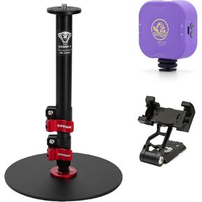 IFOOTAGE 22" Round Base Monopod & RGBW Camera Light & Phone Holder, Tabletop Monopod, APP Control Video Camera Light, CRI 95+/2700-10000K/Type C Charging, for Vlogging/Streaming/Video Shooting