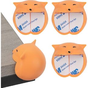 Large Corner Protectors for Furniture, Adhesive Corner Guards, Cute Fox Shape Decorative Silicone Corner Guards Corner Protector for Table, Desk, Bookshelf, Bed Frame (Orange, 4 Pcs)