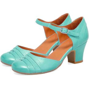 MOOMMO Women Vintage Low Chunky Heel Mary Jane Shoes Pumps Round Closed Toe Cut-out Dress Sandals Ankle Strap 2" Block Heels Mary Janes Dress Shoes Rainbow Patchwork Buckle Office Party Fall 4-11 M US