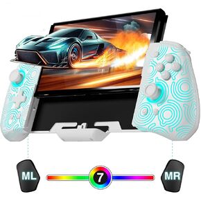 FUNLAB [Luminous Pattern Switch Controller Compatible with Switch/OLED, Luminpad Ergonomic Switch handheld Controller, One-Piece Joypad Controllers Replacement - 7 LED Colors/Turbo/Mapping