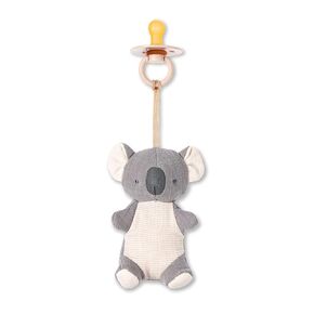Itzy Ritzy Pacifier & Lovey Set - Natural Rubber Paci with Stuffed Animal Lovey - Detachable Plush Bear Pacifier Holder & Coordinating Natural Rubber Soother, Ideal for Ages 0-6 Months (Bear)