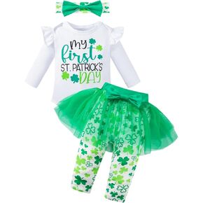 MOMMY'S NEW MAN Newborn Baby Girl My First Valentines Day Outfit Infant Long Sleeve Romper Heart Culottes Pant Set