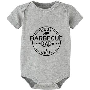 Best Barbecue Dad Ever Romper Newborn Girl Short Sleeve Take Home Baby Girl Outfit White Gender Neutral Baby Cloth