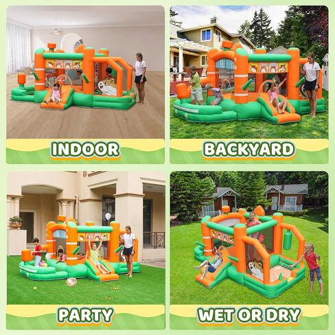 Bounce House Inflatable Waterslide Kids Bouncy Catle Dual Slides Water Park with Slip and Slide, Water Gun, Ball Pit for Wet and Dry in Saudi Arabia