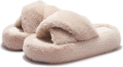Open Toe Slippers For Women House Platform Cute Indoor Bedroom Fuzzy Shoes Home Summer Height-Increasing Slippers Cozy Fluffy Outdoor Bridal Bridesmaid Slides Trendy Gift in Kuwait