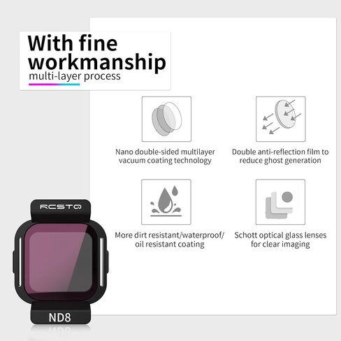 RCSTYLE 3 Pack KIT ND FILTERS LIT FOR DJI Flip ، مرشحات عدسة حماية الكاميرا المتعددة المغلفة لملحقات DJI Flip (ND8 ، CPL ، UV) in Kuwait