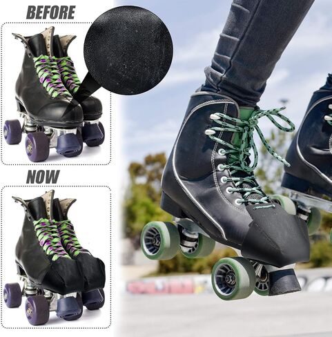2 Pieces Roller Skate Toe Guards Artificial Leather Toe Guards Protectors for Quad Roller Skate (Pink,Solid Pattern) in Saudi Arabia